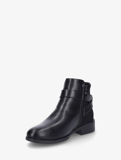 Bottines en simili à boucle ronde - Noir - 3