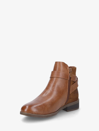 Bottines en simili à boucle ronde - Camel - 3