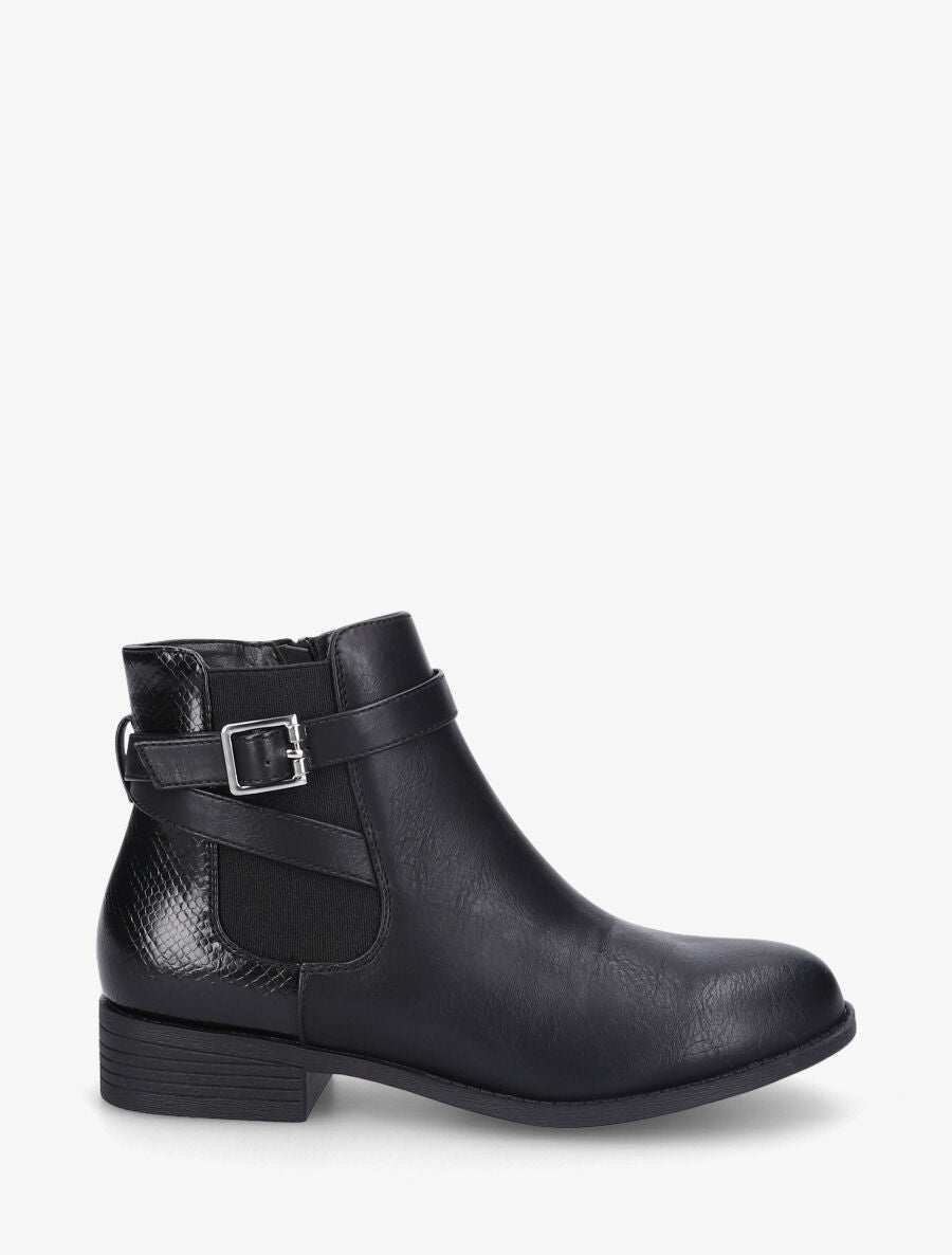 Bottines à contrefort python - Noir - 1