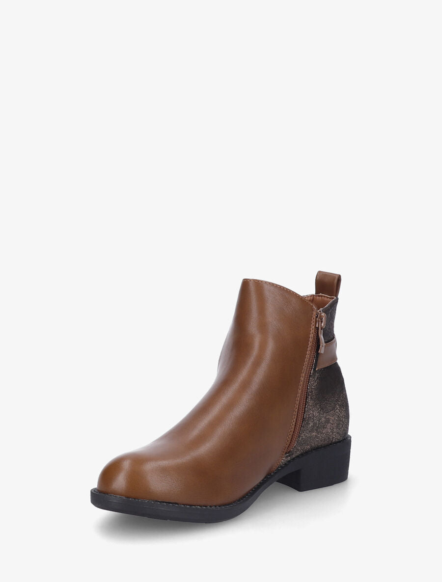 Bottines plates irisées à boucle - Camel - 3