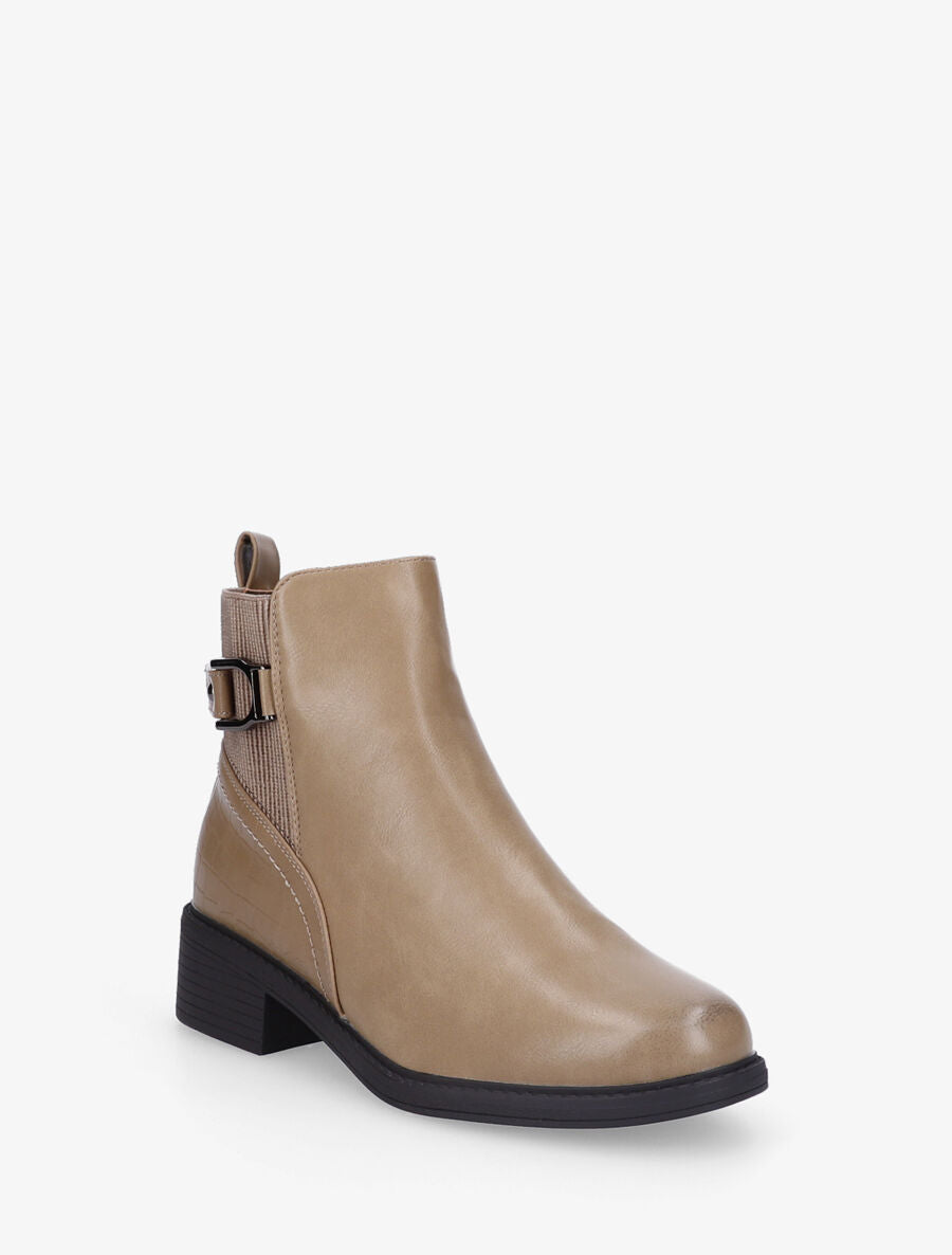 Bottines croco à boucle - Taupe - 2
