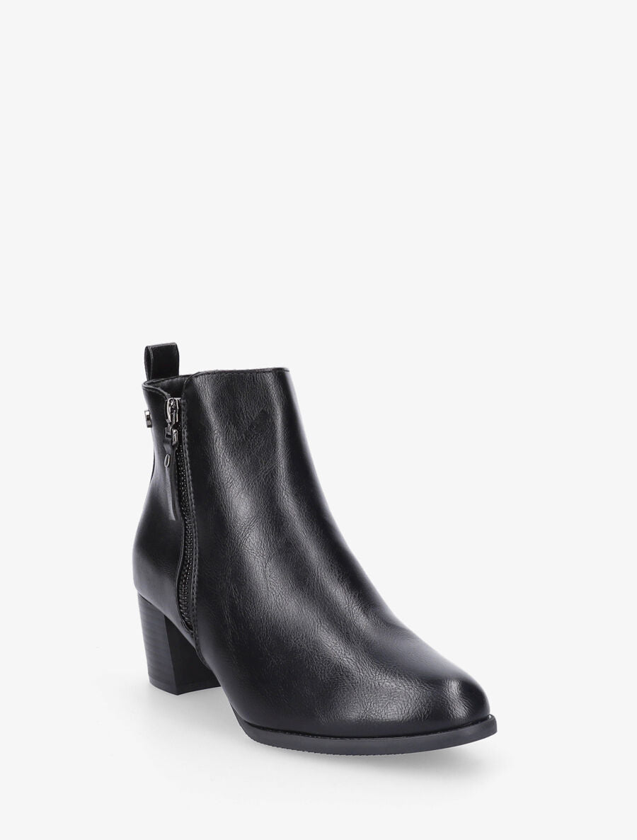 Bottines à zip classiques en simili - Noir - 2