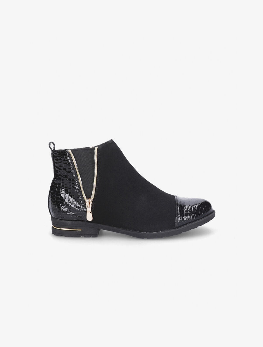 Boots bouts croco noir - Noir - 1