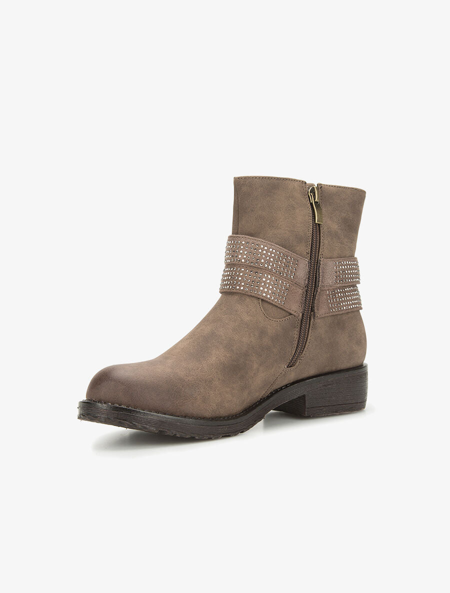 Boots lanières strassées - marron - 3