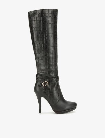 Bottes talons aiguilles croco - noir - 1