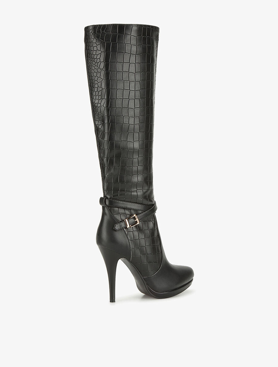 Bottes talons aiguilles croco - noir - 4