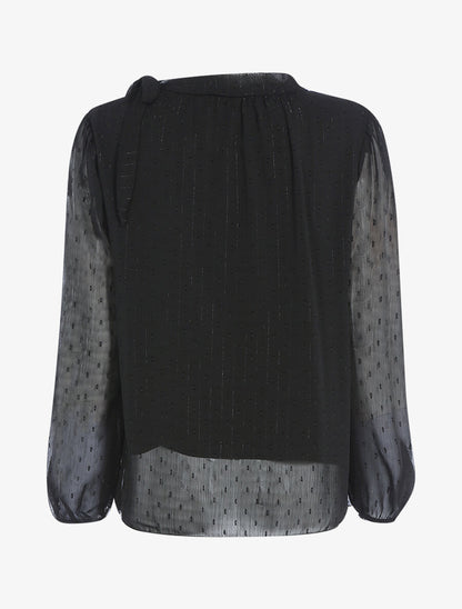 Blouse en voile une épaule à nouer - Noir - 2