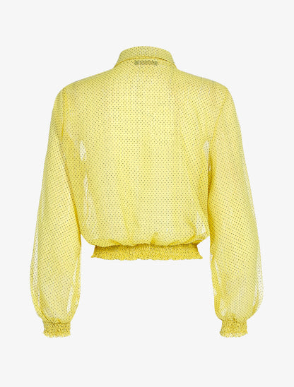 Crop top style chemise à pois - Jaune - 2