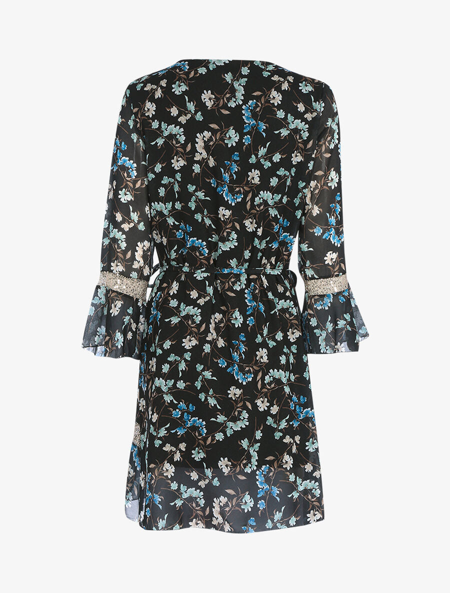 Robe à imprimé champêtre et sequins - Noir - 2