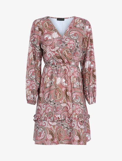 Robe volantée à imprimé cachemire - Rose foncé - 1