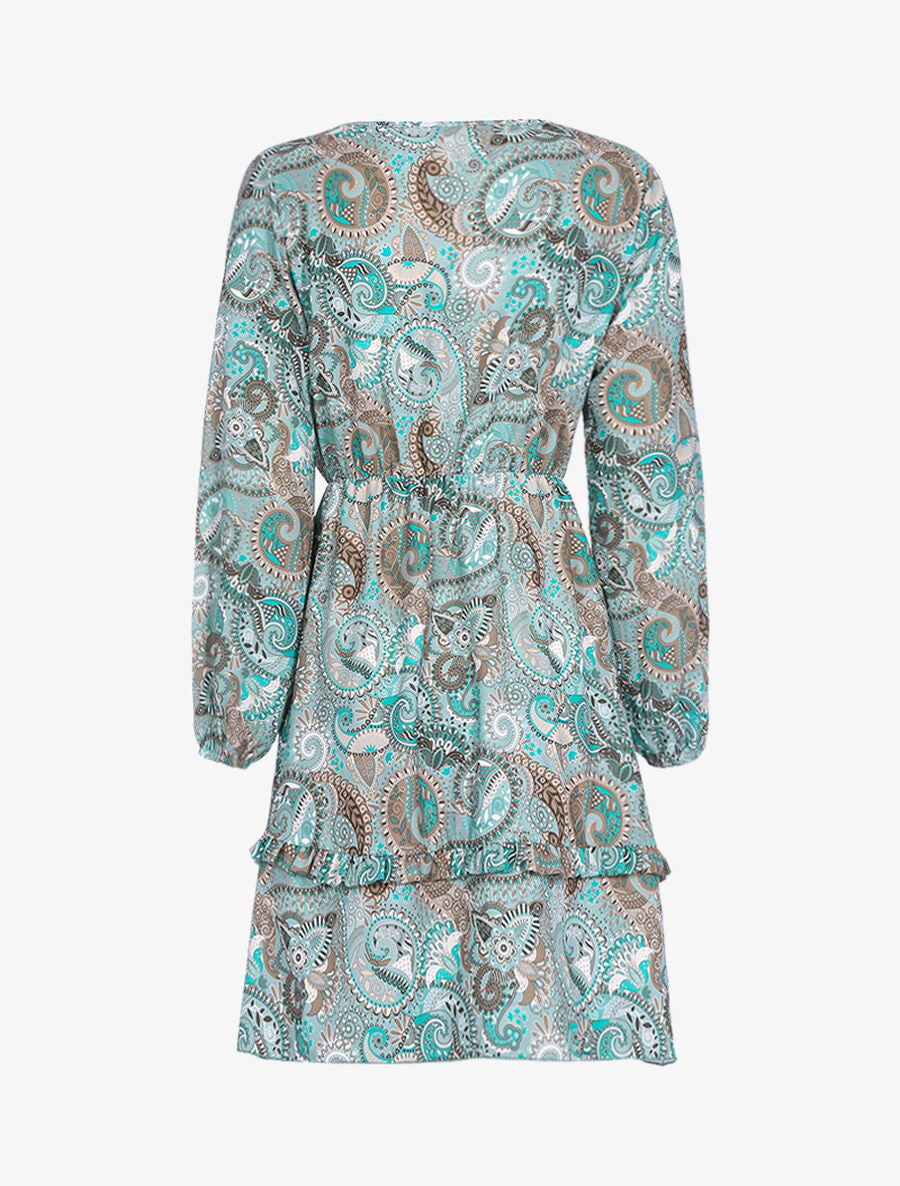 Robe volantée à imprimé cachemire - Vert d&