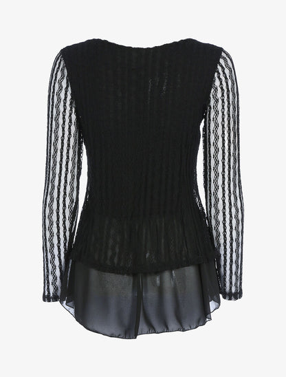 Top doublé en voile et tulle - Noir - 2