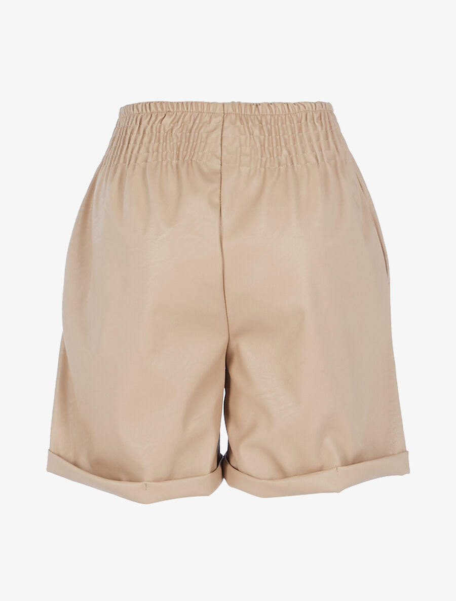 Short oversize en simili - Beige - 2