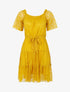 Robe en dentelle fleurie doublée - Jaune - 1