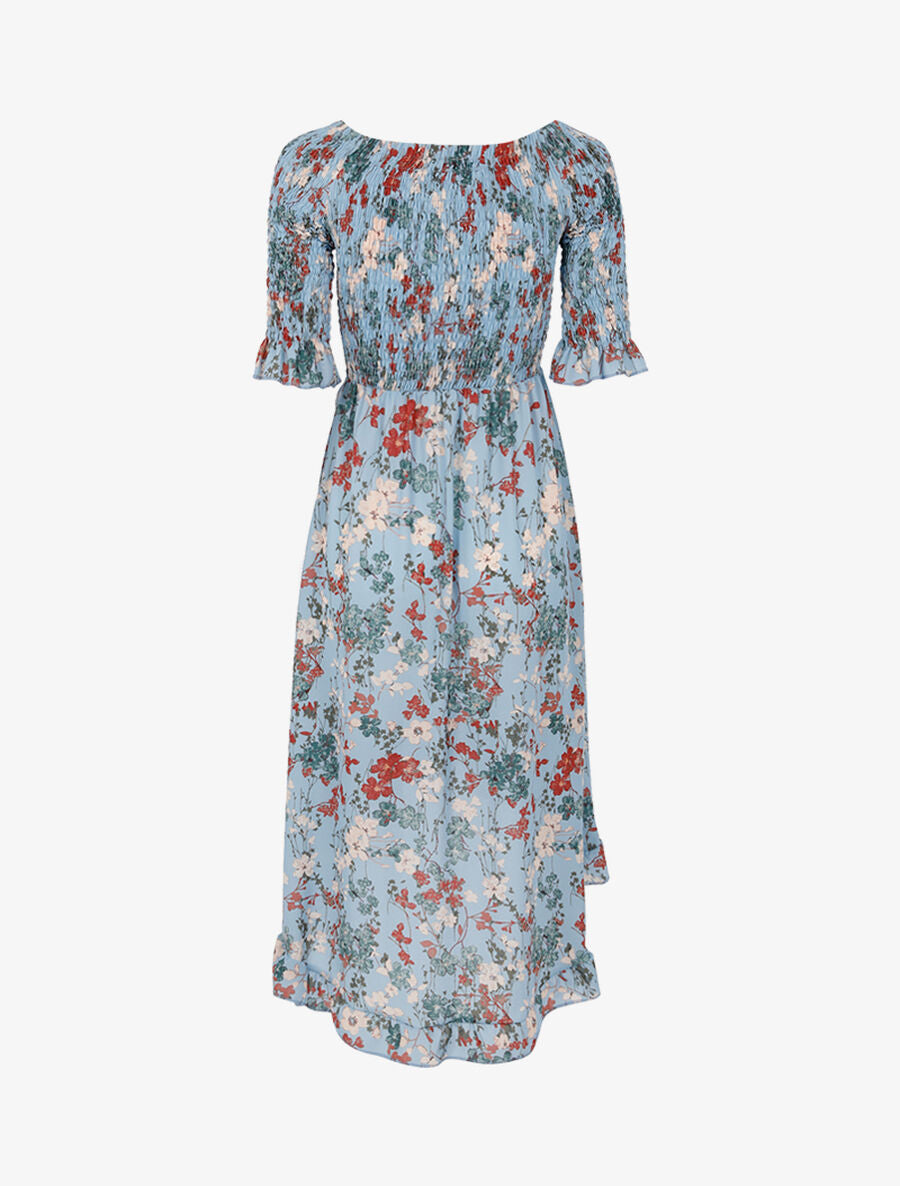 Robe portefeuille à basque asymétrique - Bleu ciel - 2