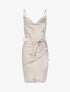 Robe satinée coupe portefeuille - Beige - 1