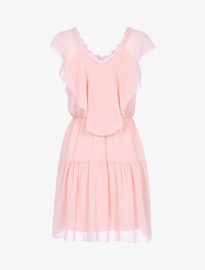 Robe en voile à détails brodés - Rose - 2