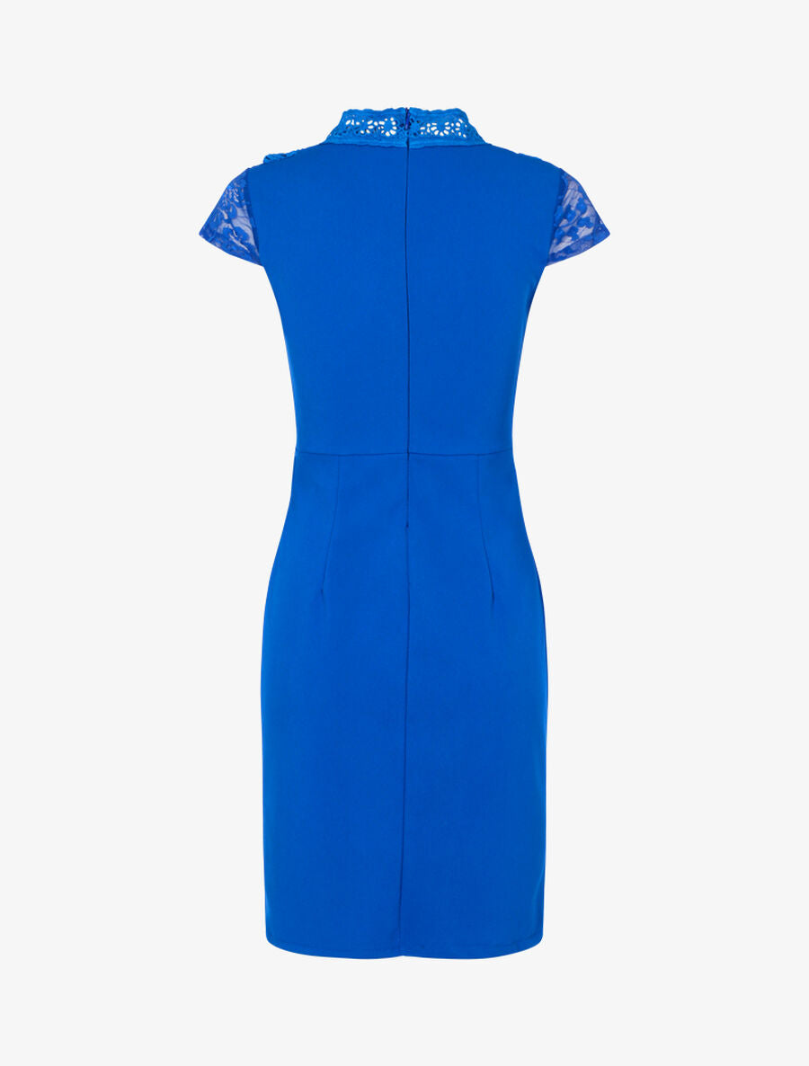 Robe fourreau buste à bandes dentelle - Bleu électrique - 2