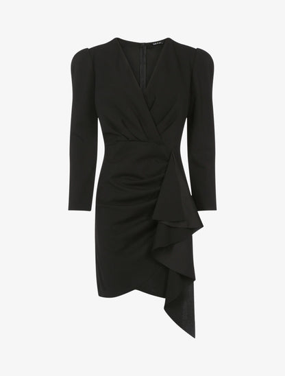 Robe à épaules larges et pans - Noir - 1