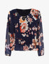 Blouse fleurie en voile col bijoux - Marine - 3