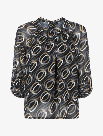 Blouse à imprimés graphiques - Noir - 1