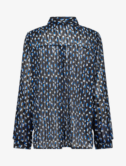 Blouse transparente imprimé à col lavallière - Noir - 2