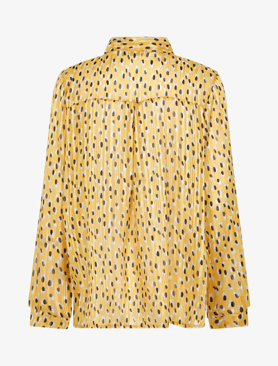 Blouse transparente imprimé à col lavallière - Jaune - 2