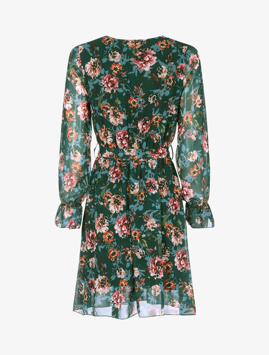 Robe cache coeur à imprimé fleuri - Vert foncé - 2