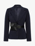 Veste droite à ceinture pochette - Marine - 1