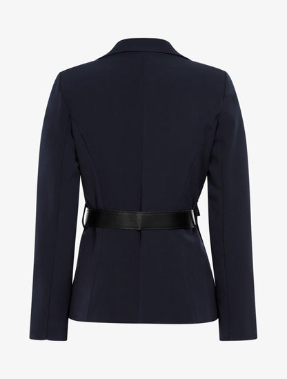 Veste droite à ceinture pochette - Marine - 2