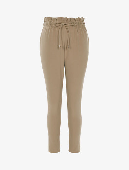 Pantalon fluide paper bag basique - Taupe - 1