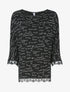 Top oversize à bords dentelle et imprimé graphique - Noir/blanc - 1