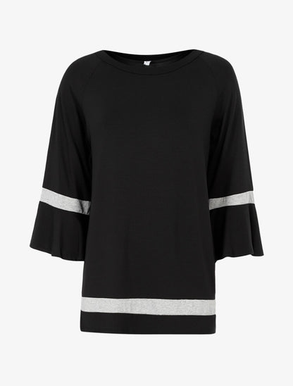 Top long oversize à manches volantées - Noir/gris chiné - 3