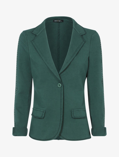 Veste en coton à détails billes - Vert foncé - 1
