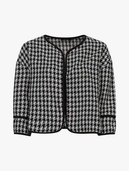 Veste courte effet tweed - Blanc/noir - 1
