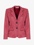 Veste droite en suédine à col cranté - Rose foncé - 1