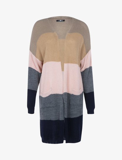 Gilet long color block - Marine - 1