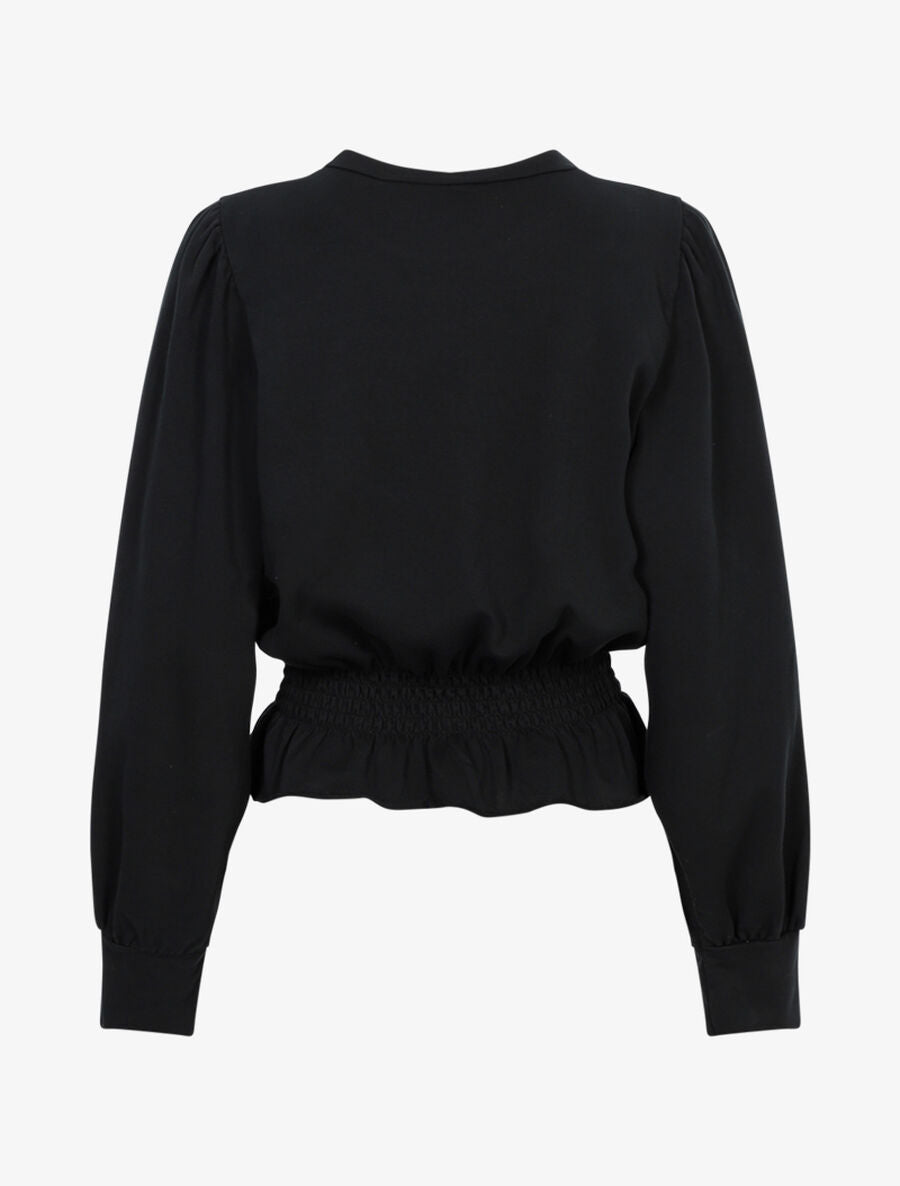 Top volanté style sweat shirt - Noir - 2