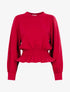 Top volanté style sweat shirt - Rouge cerise - 1