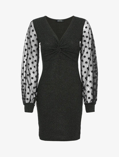 Robe irisée à manches ajourées - Noir - 1