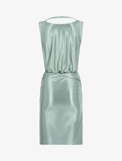 Robe satinée à col bénitier - Vert d&