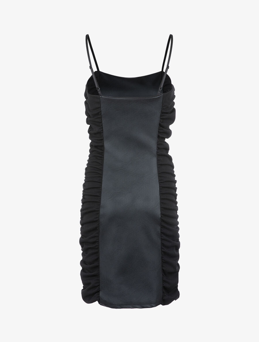 Robe fourreau bi matière - Noir - 2