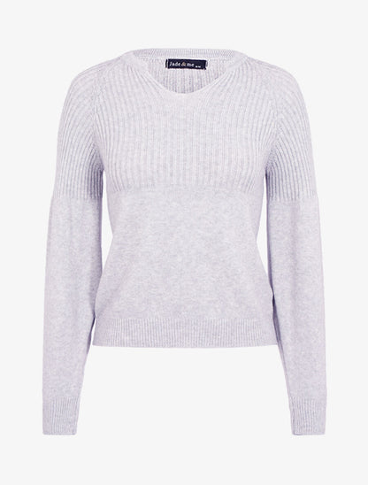 Pull court en maille douce - Gris clair - 1