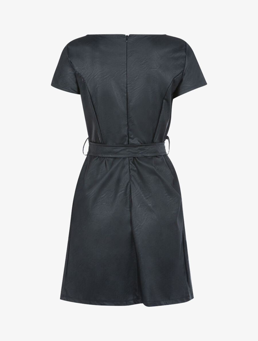 Robe classique en simili - Noir - 2