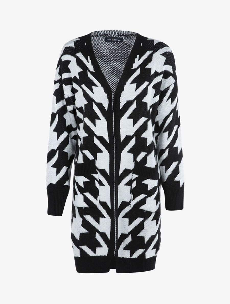 Gilet en maille à imprimé graphique - Noir/écru - 1