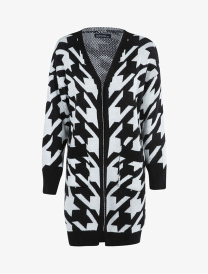 Gilet en maille à imprimé graphique - Noir/écru - 1