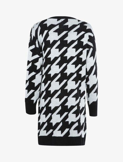 Gilet en maille à imprimé graphique - Noir/écru - 2