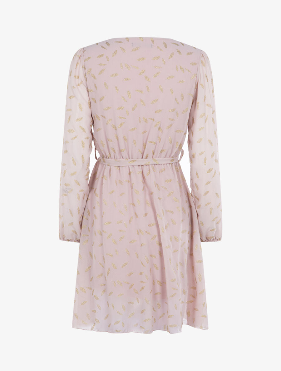 Robe à imprimé feuilles irisées - Rose - 2