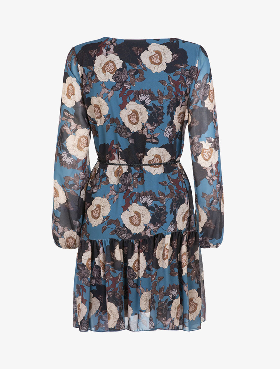 Robe en voile à imprimé floral - Bleu pétrole - 2