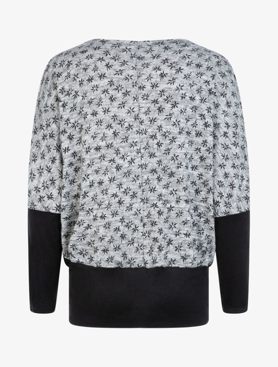 Pull chauve souris à imprimé petites fleurs - Gris - 2